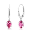 Nicole Miller 10k White Or Yellow Gold Oval Cut 6x4mm Gemstone Dangle Lever Back Earrings For Women With Push Back In Pink