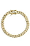 Savvy Cie Jewels 7.5" 18k Gold Pl. Cuban Link Cz Br. In White