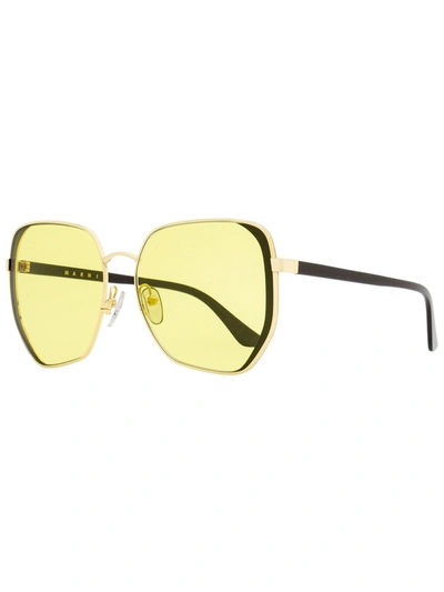 Marni Women's Butterfly Sunglasses Me114s 717 Gold/brown 61mm In Yellow