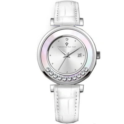 Christian Van Sant Bria Quartz Silver Dial Ladies Watch Cv3811 In White/silver Tone