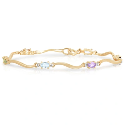 Genevive .925 Sterling Silver Gold Plated Multi Colored Cubic Zirconia Bracelet In White
