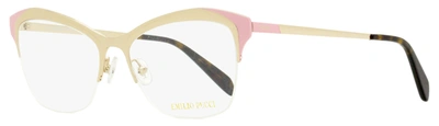 Emilio Pucci Women's Geometric Eyeglasses Ep5074 033 Gold/pink/havana 53mm In White