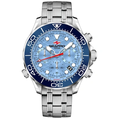 Seapro Mondial Timer Chronograph Quartz Blue Dial Mens Watch Sp0156