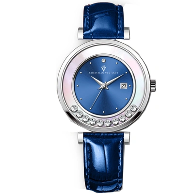 Christian Van Sant Bria Quartz Blue Dial Ladies Watch Cv3812 In Blue/silver Tone
