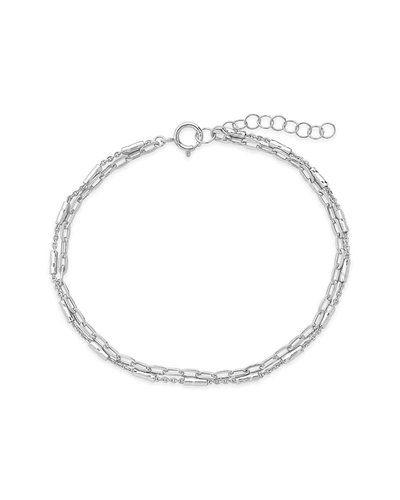 Sterling Forever Silver Delicate Two-layer Chain Bracelet