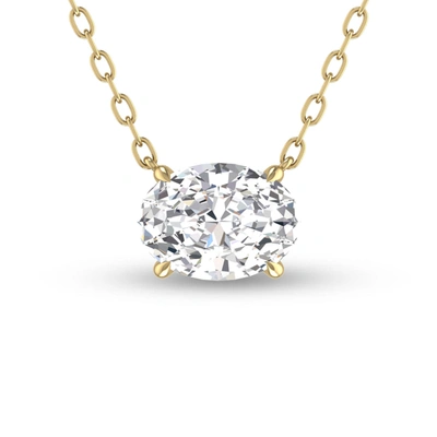 Lab Grown Diamonds Lab Grown 3/4 Ctw Floating Oval Diamond Solitaire Pendant In 14k Yellow Gold In Silver