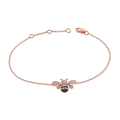 Sabrina Designs 14k Rose Gold 0.14 Ct. Tw. Diamond Bumble Bee Bracelet In Multi