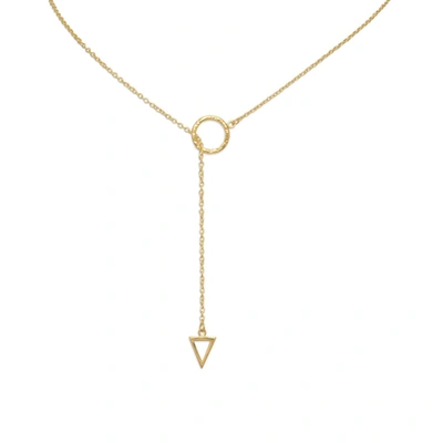 Liv Oliver 18k Gold Triangle & Circle Ring Lariat Necklace