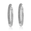Suzy Levian Sterling Silver & White Cubic Zirconia Pave Hoop Earrings In White