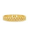 Sterling Forever Cz Accent Watch Band Chain Bracelet In Gold
