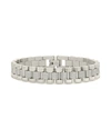Sterling Forever Cz Accent Watch Band Chain Bracelet In Silver
