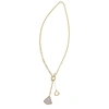 Adornia Mixed Chain Toggle Y- Ginko Leaf Drop Necklace Gold In White