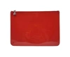Alexander Mcqueen Women's Red Charm Patent Leather Silver Skull Large Pouch In Red