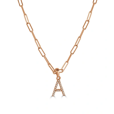 Sabrina Designs 14k Rose Gold & Diamond Paperclip Initial Necklace In Multi