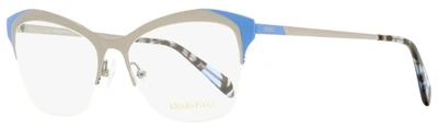 Emilio Pucci Women's Geometric Eyeglasses Ep5074 020 Ruthenium/blue 53mm In White