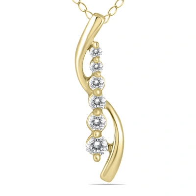 Monary 1/4 Ctw Genuine Diamond Entwined Pendant In 10k Yellow Gold In Silver