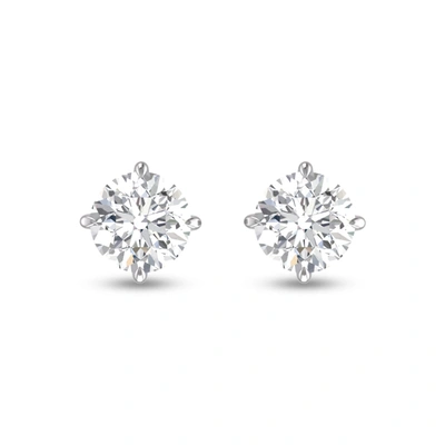Lab Grown Diamonds Lab Grown 3/4 Ctw Round Solitaire Diamond Earrings In 14k White Gold In Silver