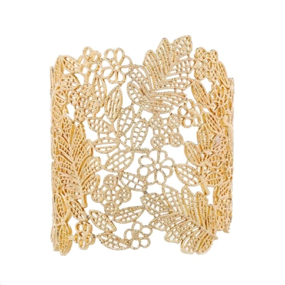 Liv Oliver 18k Gold Cuff Textured Bracelet