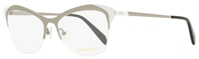 Emilio Pucci Women's Geometric Eyeglasses Ep5074 008 Ruthenium/white/black 53mm