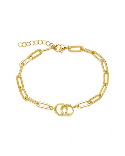 Sterling Forever Sterling Silver Interlocking Circles Chain Link Bracelet In Gold