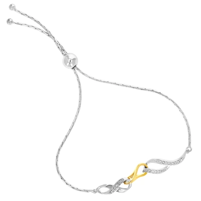 Vir Jewels 1/10 Cttw Diamond Bolo Bracelet Yellow Gold Plated Over Silver Infinity Style In Grey