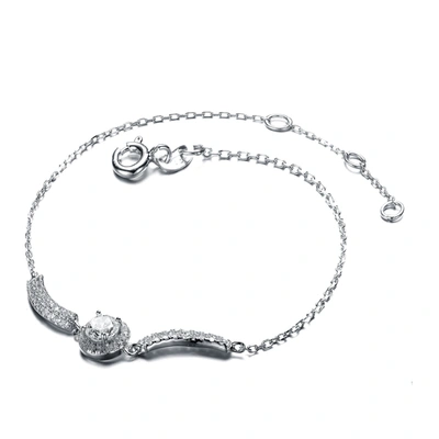 Genevive .925 Sterling Silver Cubic Zirconia Adjustable Bracelet In Grey