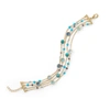 LIV OLIVER 18K GOLD MULTI ROW TURQUOISE & BLUE TOPAZ MULTI GEMSTONE BRACELET