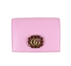 Gucci Marmont Women's Pink Leather Wallet W/crystal Double G In Pink