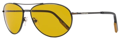 Ermenegildo Zegna Men's Aviator Sunglasses Ez0139 02e Matte Black 62mm In Yellow