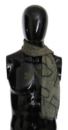 Gf Ferre' Wool Viscose Foulard Patterned Branded Scarf In Black