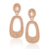 Suzy Levian Sterling Silver Cubic Zirconia Pave Rose Earrings In Pink