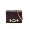 Gucci Zumi Burgundy Leather Gold Chain Bi-fold Mini Wallet 570660 6629 In Purple