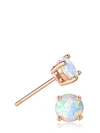 Liv Oliver 18k Rose Gold White Opal Stud Earrings In Blue