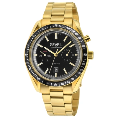 Gevril Lenox Automatic Men's Watch Black Dial Black Subdials Day/date Yellow Gold Gold Bracelet