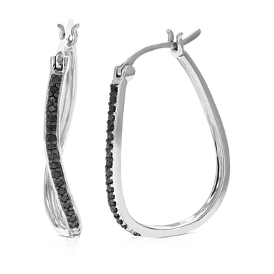 Vir Jewels 1/4 Cttw Black Diamond Hoop Earrings In .925 Sterling Silver 1 Inch