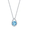 Simona Sterling Silver Pearshaped Necklace W/round 'december Birthstone' Gem - Swiss Blue Topaz In Silver
