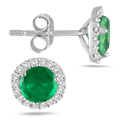The Eternal Fit 14k 1.14 Ct. Tw. Emerald Earrings In Silver