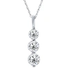 Pompeii3 3/4ct 3 Stone Diamond Pendant 14k White Gold In Silver