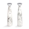Anna New York Coluna Candle Holders Marble & Silver In Carrara Slvr