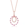 SIMONA STERLING SILVER ROSE DOUBLE CIRCLE, RUBY CZ PENDANT - ROSE GOLD PLATED