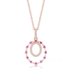 Simona Sterling Silver Rose Double Circle, Ruby Cz Pendant - Rose Gold Plated In Pink