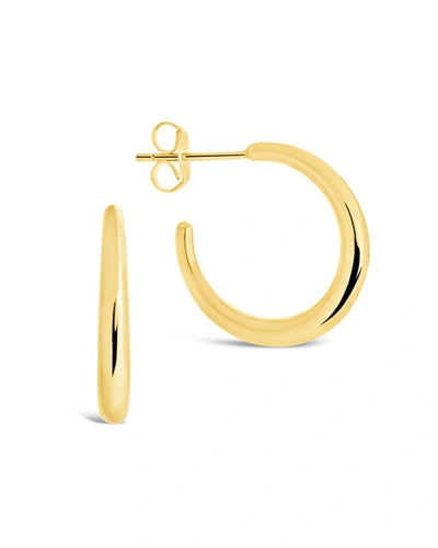Sterling Forever 14k Over Silver Thin Tapered Hoops In Gold