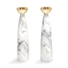 Anna New York Coluna Set Of 2 Marble Candleholders In Gold