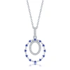 Simona Sterling Silver Double Circle, Blue Cz Pendant In Silver