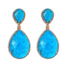 Liv Oliver 18k Gold Plated Turquoise Double Pear Drop Earrings In Blue