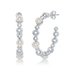 Simona Sterling Silver Fwp & Beaded 30mm Hoop Earrings In Silver