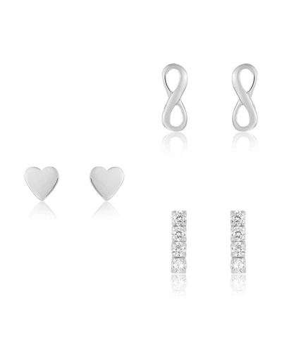 STERLING FOREVER STERLING SILVER HEART & INFINITY EARRING SET OF 3[GOLD]