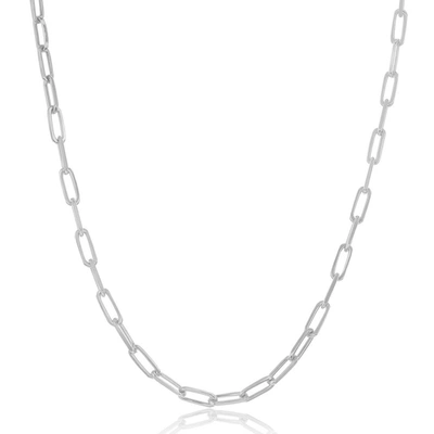 Simona Sterling Silver 2.8mm Paper Clip Linked Chain - Rhodium Plated