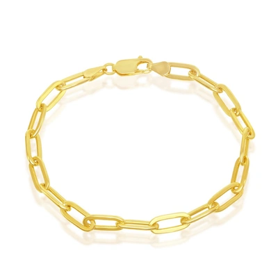 Simona Sterling Silver 4mm Paper Clip Bracelet - Gold Plated In White