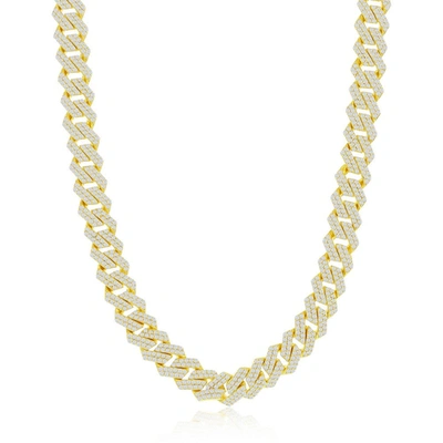 Simona Sterling Silver 8mm Micro Pave Monaco Chain - Gold Plated
